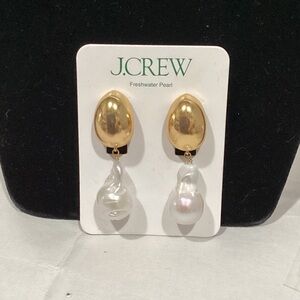 J. Crew Gold and White freshwater Pearl Earrings